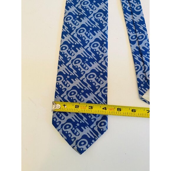 Vintage Blue Abstract Necktie, 1960s / 1970s Abstract Design Tie, Costume Design - Picture 8 of 8